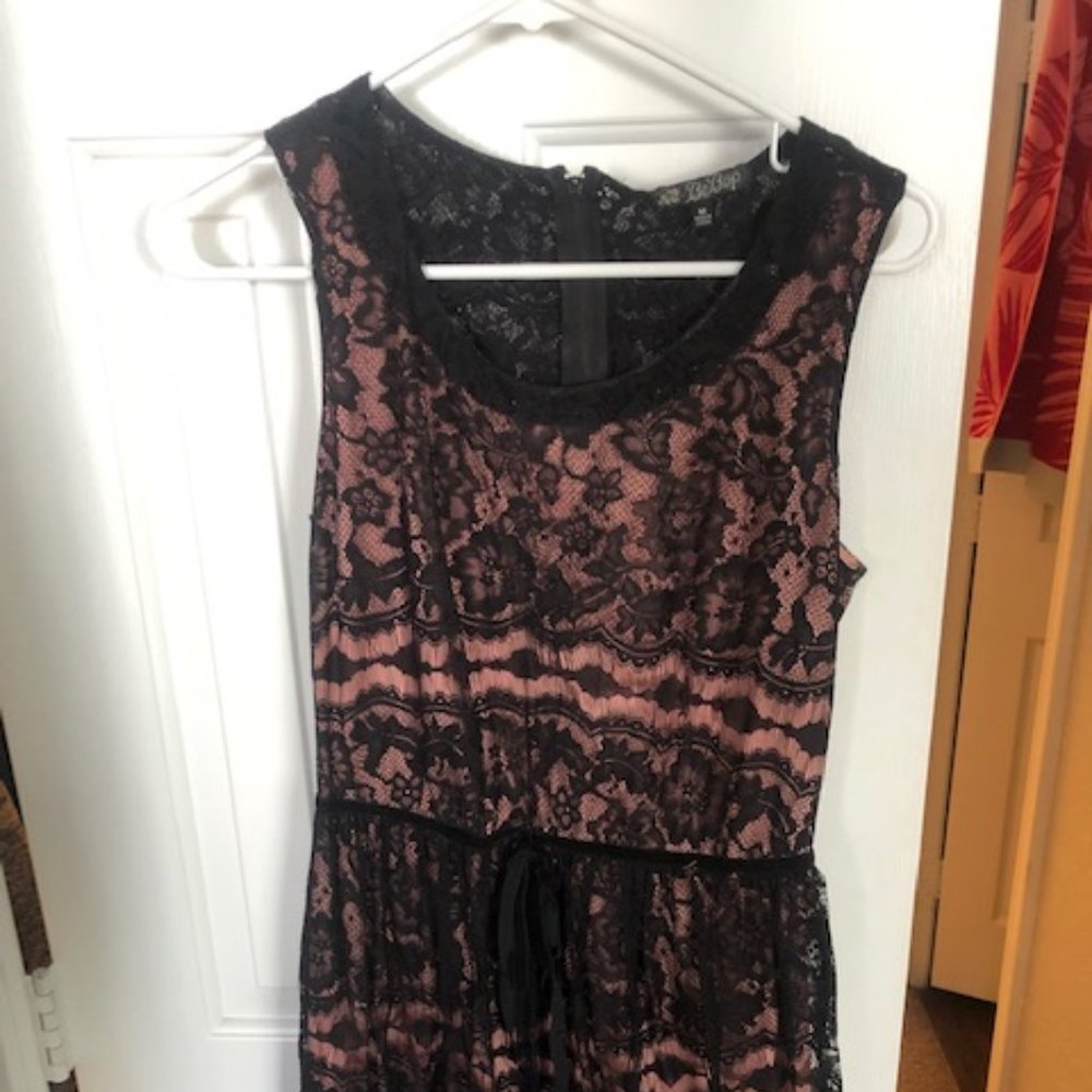 Bebop Summer Black Lace with an Orange/Pink Dress